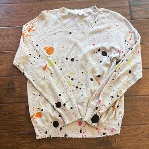 Allison Joy Multicolor Splatter Crew Neck Sweater